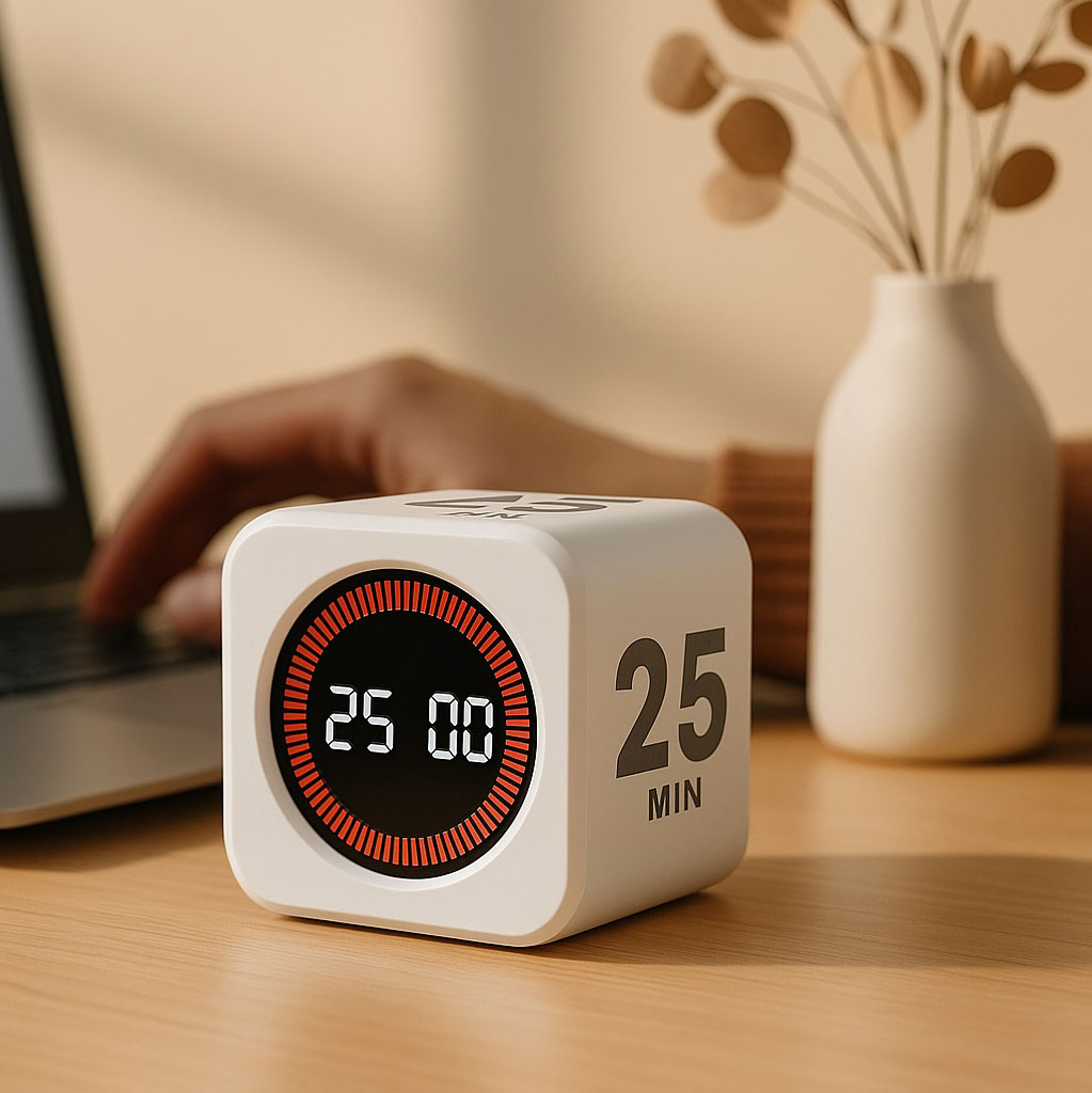 Pomodoro Timer 25 Minute Cube – White Edition by 25Mint
