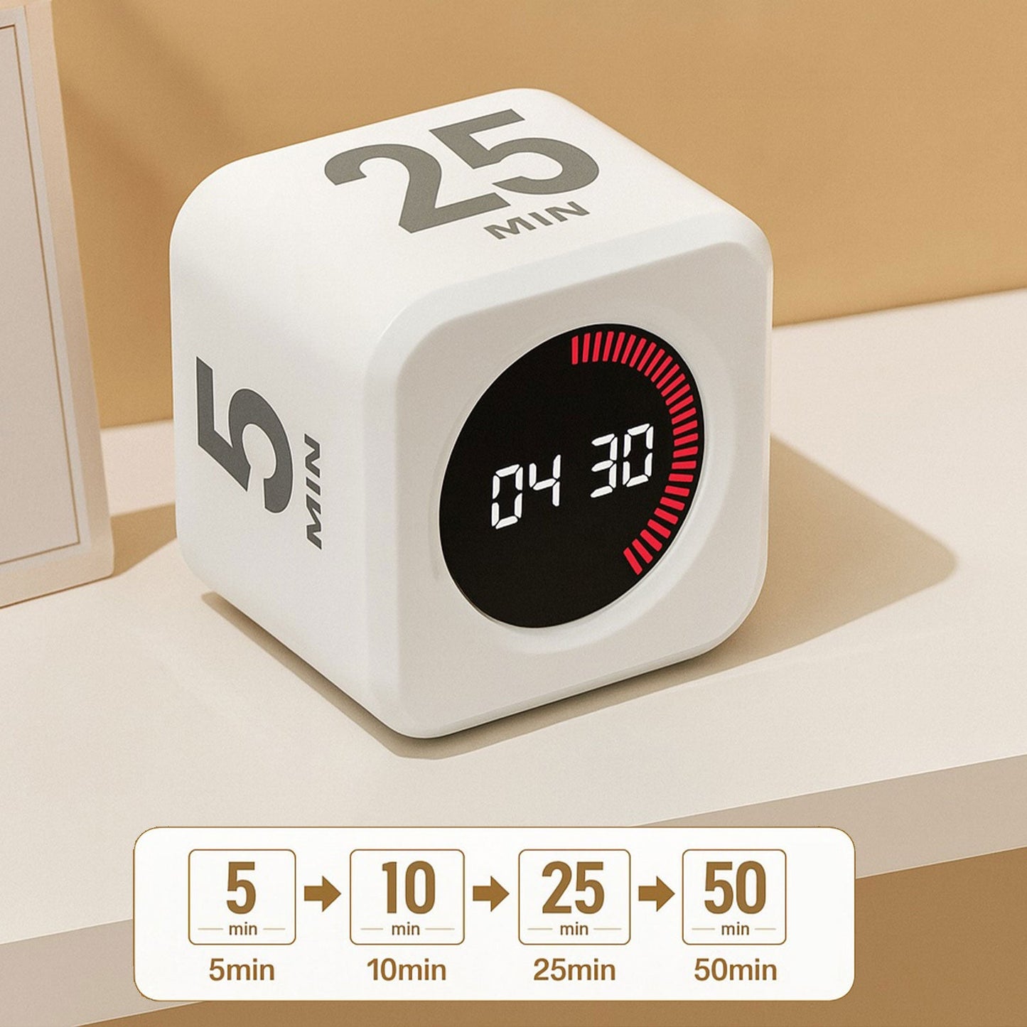 Pomodoro Timer 25 Minute Cube – White Edition by 25Mint