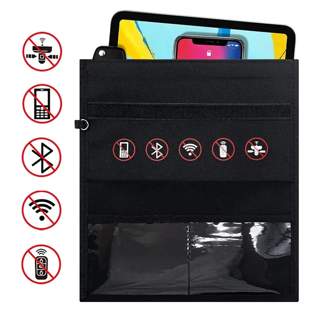Signal-blocking Faraday pouch for keeping a phone out of reach while studying