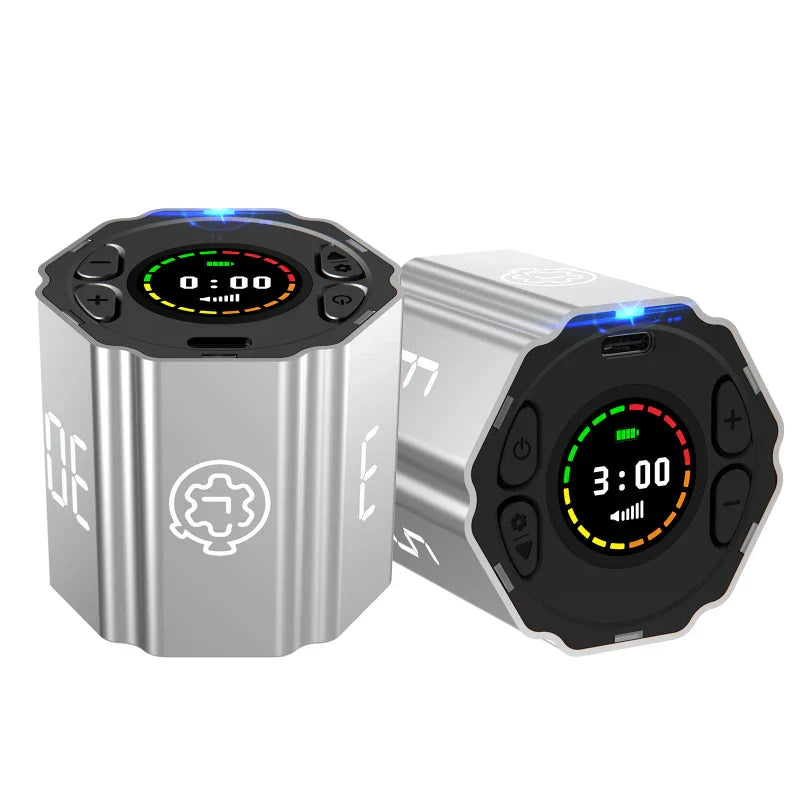 Pomodoro timer on desk with dopamine menu focus planner for all-day productivity