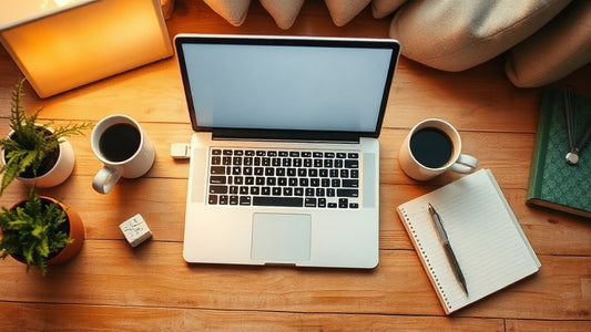 Study with me Pomodoro desk setup with a timer and laptop