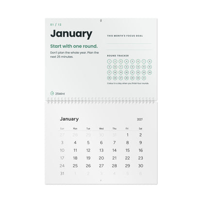2027 Focus Wall Calendar | Monthly Round Tracker by 25Mint