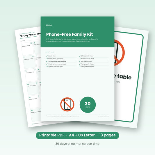 Phone-Free Family Kit printable PDF — cover and sample pages