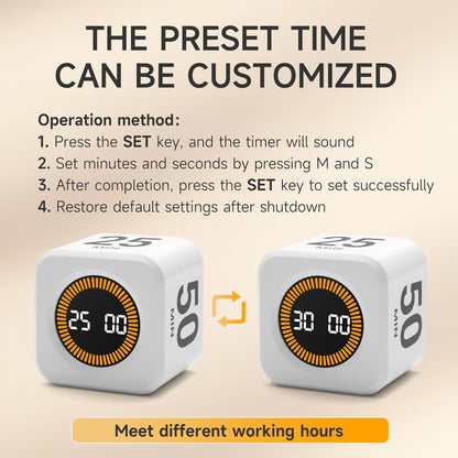 Pomodoro Productivity Timer Cube by 25Mint – Smart Focus Tool