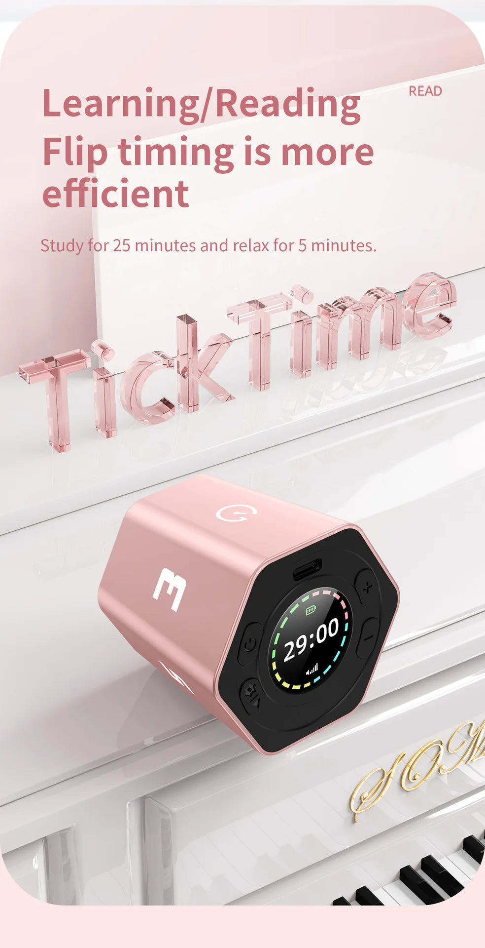 Hexagon LED Flip Timer - top view