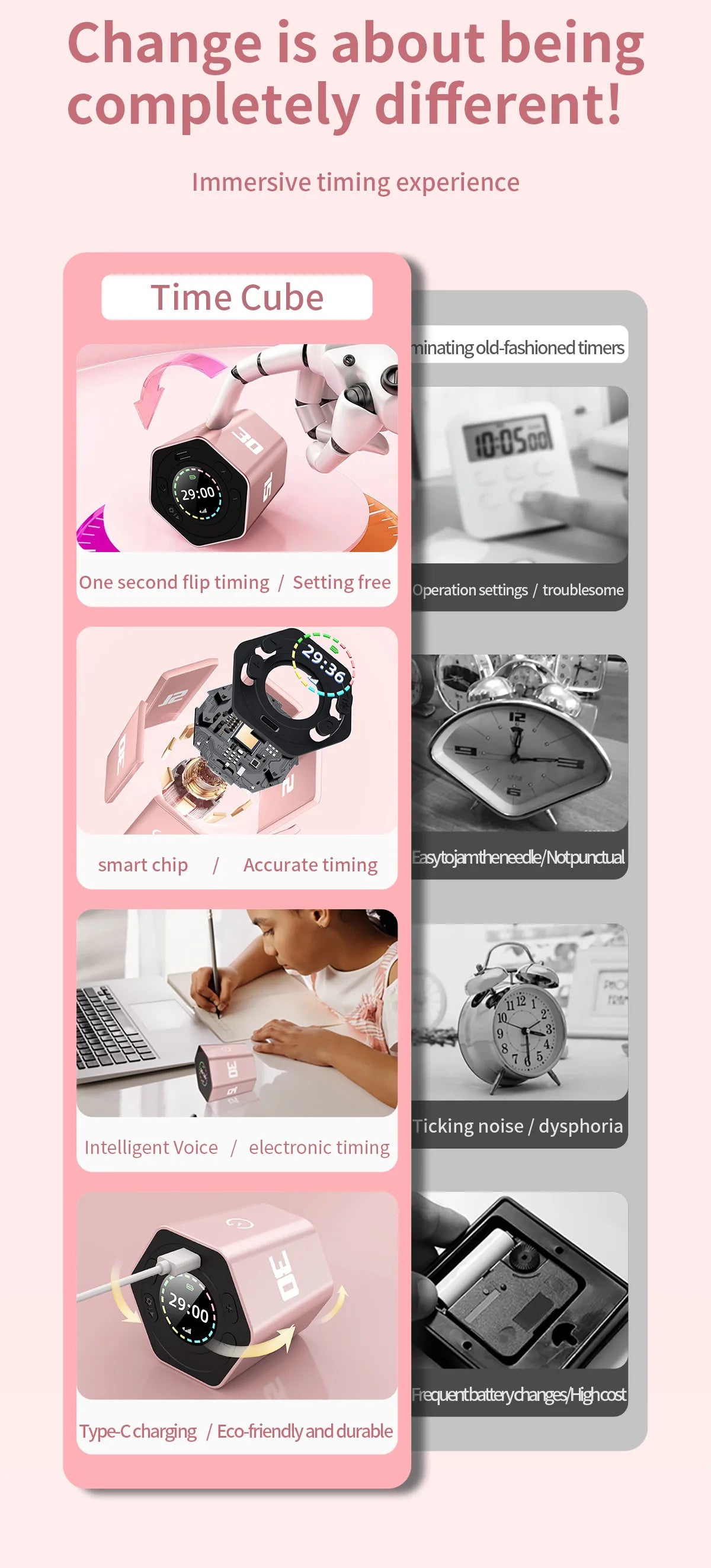 Hexagon LED Flip Timer - size and dimensions reference