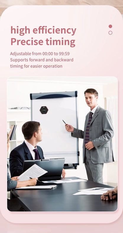 Hexagon LED Flip Timer - on desk workspace