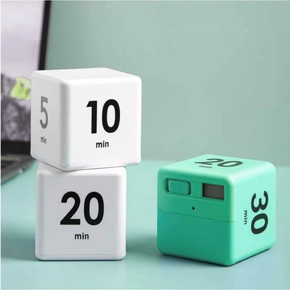 LED Flip Cube Timer in use on desk during Pomodoro focus session