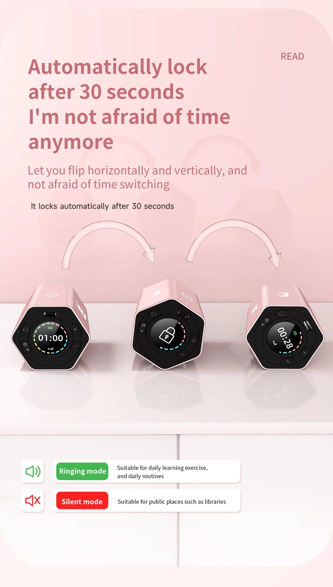 Hexagon LED Flip Timer - gift presentation view