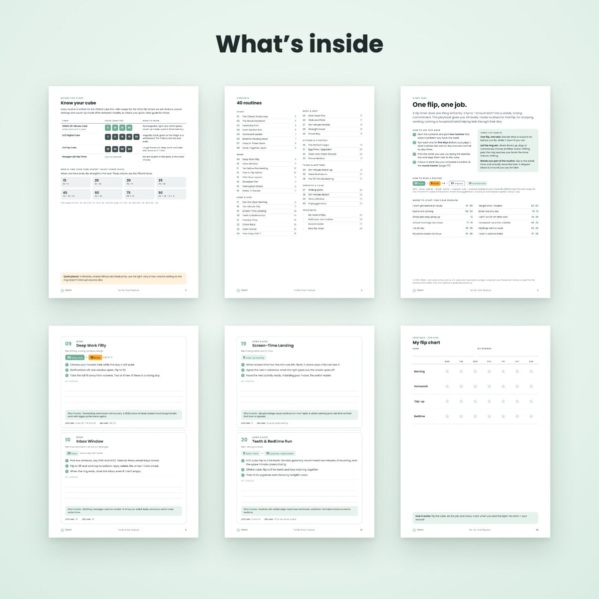 The Flip Timer Playbook printable PDF — what’s inside — page previews