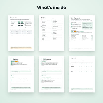 The Flip Timer Playbook printable PDF — what’s inside — page previews